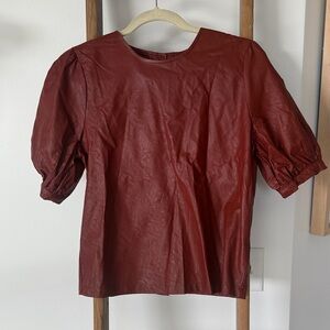 Who What Wear Maroon Puff Sleeve Blouse